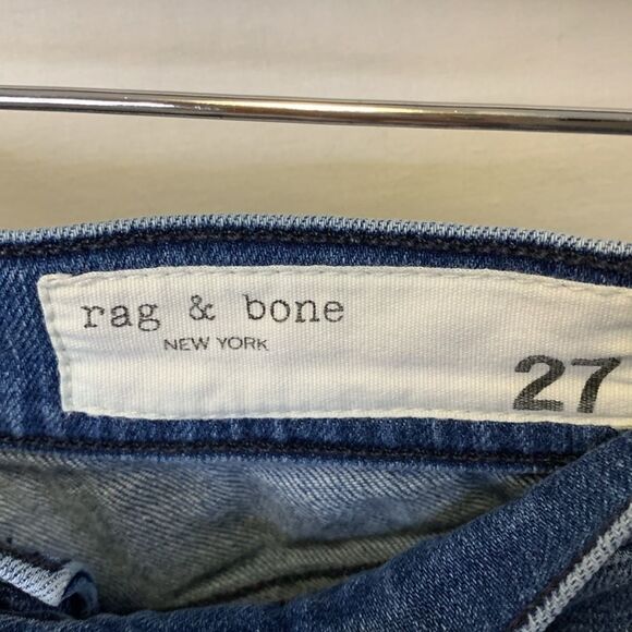 Rag & Bone Mazie Blue High Rise Medium Wash Dark Side Stripe Jeggings Sz 27 - Picture 6 of 13